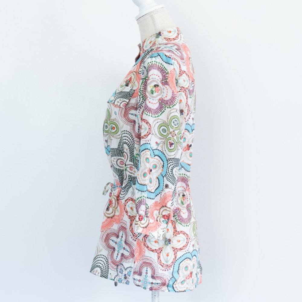 Etcetera Silk Collared Geometric Print Lightweigh… - image 5